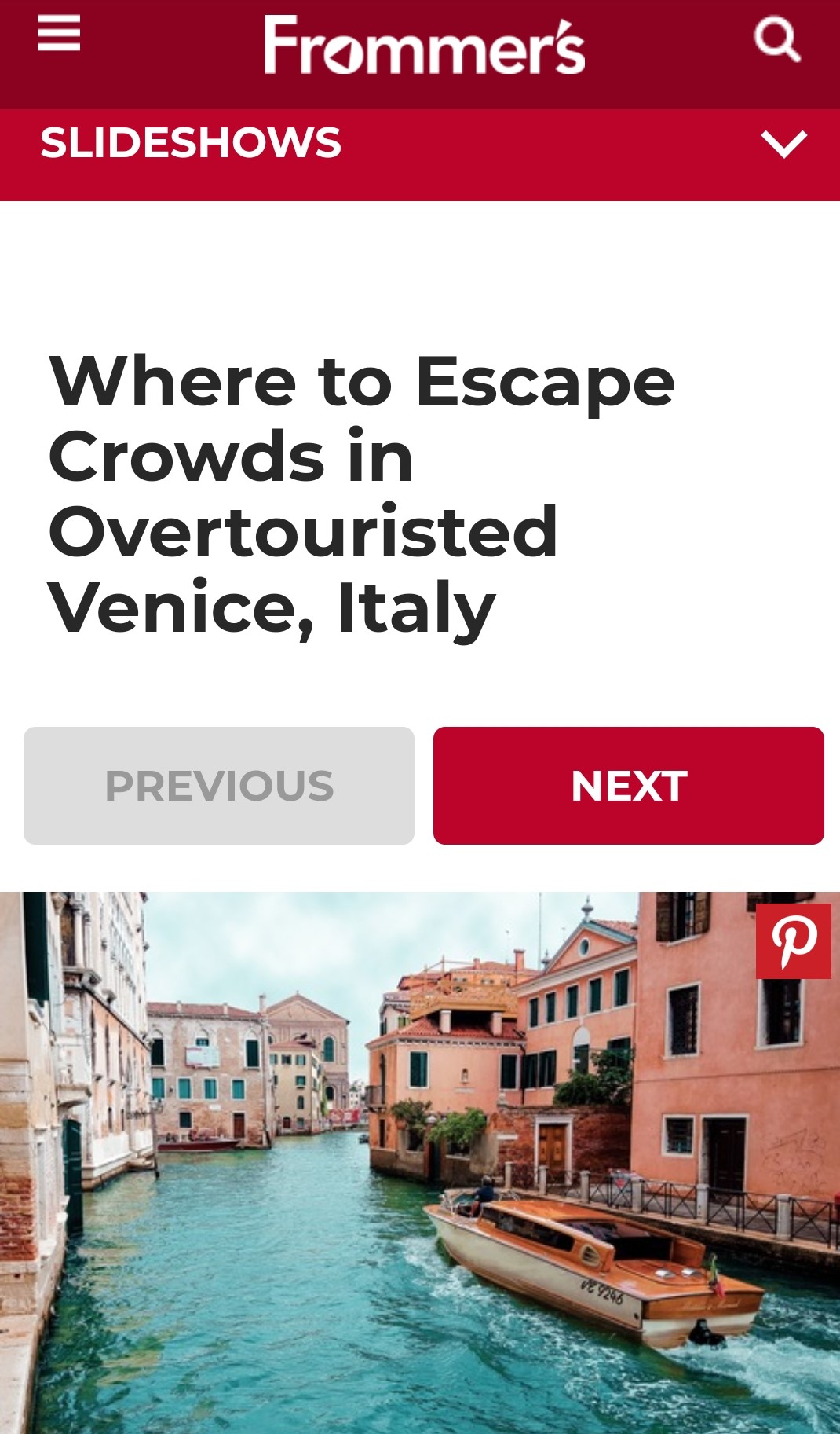 Frommer’s: Where to Escape Crowds in Overtouristed Venice, Italy