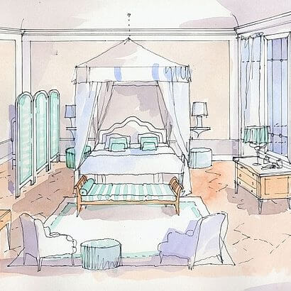 Architect Paolo Fiumi's design for the Lipparini bedroom