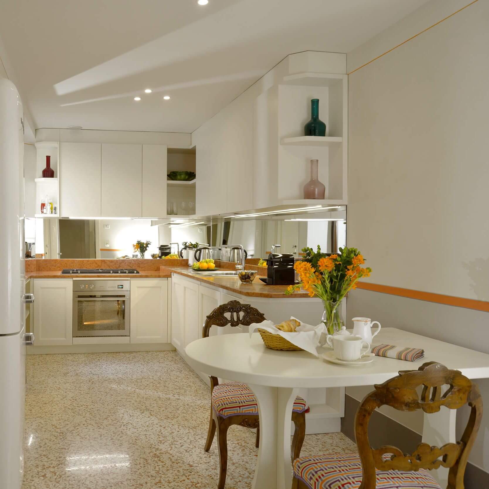 The spacious kitchen